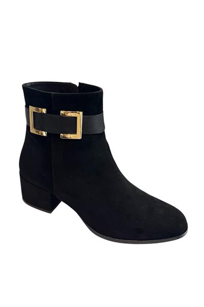 Siyah Hakiki Süet Deri İçi Sıcak Astar Bot