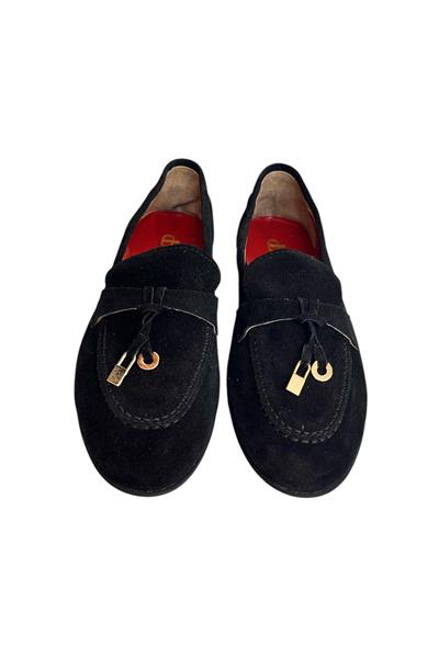 Siyah Hakiki Süet Deri Loafer