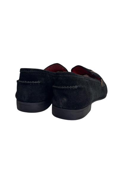Siyah Hakiki Süet Deri Loafer