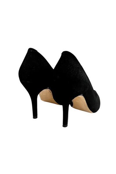 Siyah Hakiki Süet Deri Stiletto