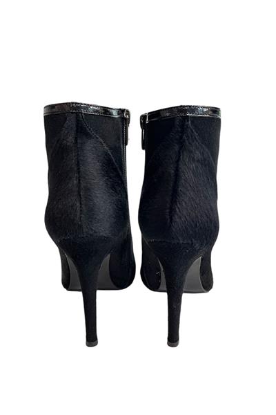 Siyah Hakiki Süet Deri Topuklu Bot