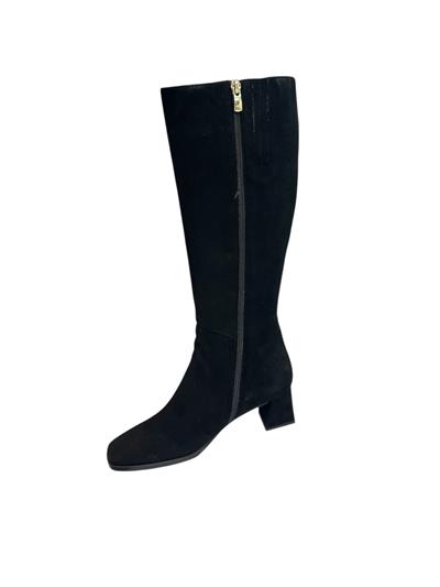 Siyah Hakiki Süet Deri Topuklu Çizme