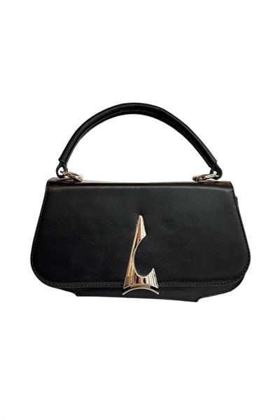 Siyah  Suni Deri 3 Bölmeli El Ve Omuz Çantası