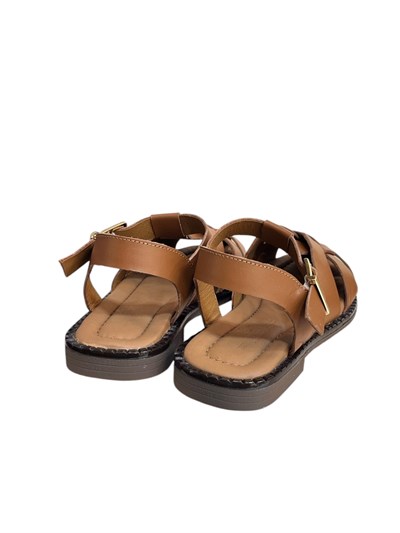 Taba Hakiki Deri  Comfort Taban Kalın Bantlı Sandalet