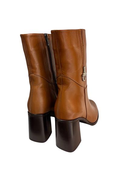 Taba  Hakiki  Deri İçi Sıcak Astarlı Topuklu Bot