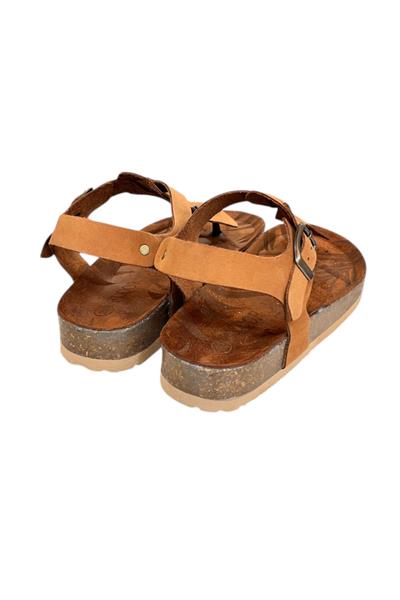 Taba Hakiki Deri Parmak Arası Mantar Taban Tokalı Sandalet 