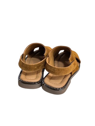Taba Hakiki Deri Süet Comfort Taban Cırt Bantlı Sandalet
