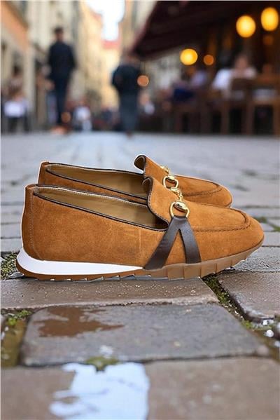 Taba Hakiki Deri Süet Toka Detay Comfort Taban Spor Loafer
