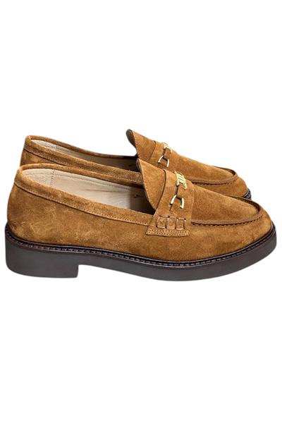 Taba Hakiki Deri Süet Toka Detay Loafer
