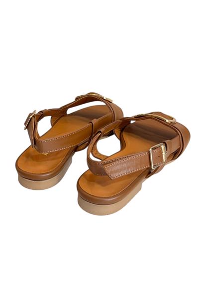 Taba Hakiki Deri Tek Bant Toka Detay Sandalet