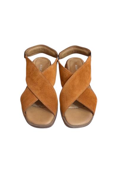 Taba Hakiki Süet Deri Çapraz Bant Comfort Taban Sandalet