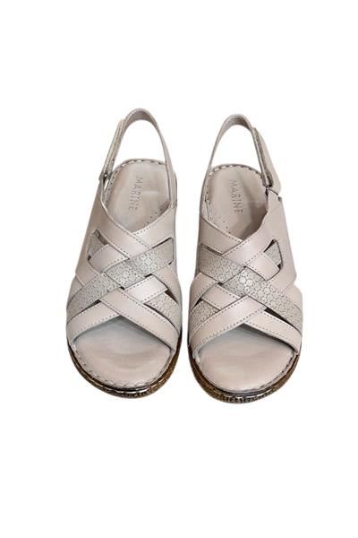 Vizon Hakiki Deri Çapraz Bantlı Puf Taban Hafif Comfort Sandalet