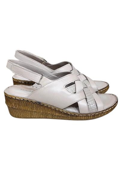 Vizon Hakiki Deri Çapraz Bantlı Puf Taban Hafif Comfort Sandalet