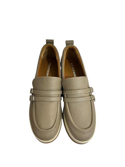 Vizon Hakiki Deri Çift Toka  Dolgu Topuk  Günlük Ayakkabı