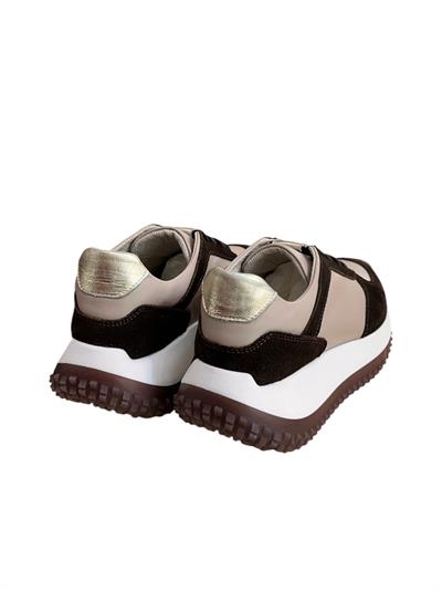 Vizon Hakiki Deri Kahve Garnili Comfort Taban Bağcıklı Sneaker