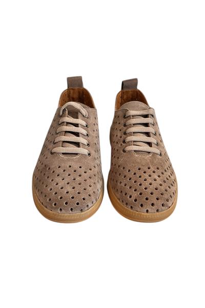 Vizon Hakiki Deri Süet Delikli Comfort Taban Bağcıklı Ayakkabı