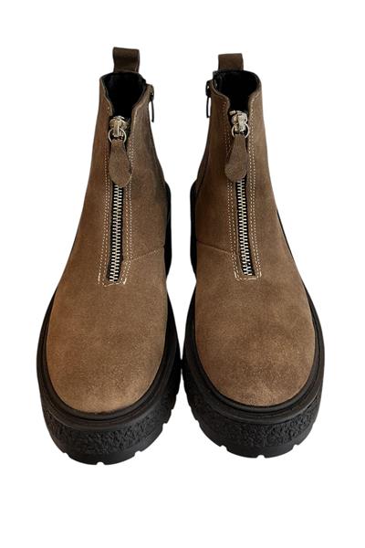 Vizon Hakiki Deri Süet Fermuar Detay Bot