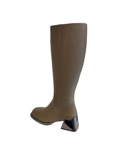 Vizon Hakiki  Deri Topuklu Çizme