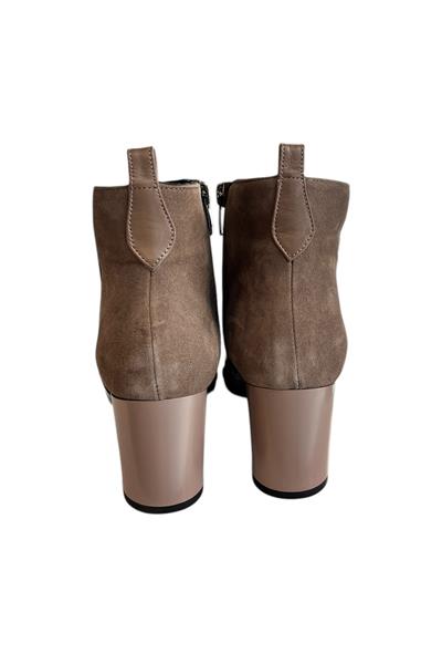 Vizon Hakiki Krokodil Deri Topuklu Bot