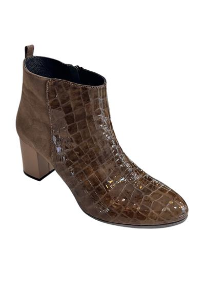 Vizon Hakiki Krokodil Deri Topuklu Bot
