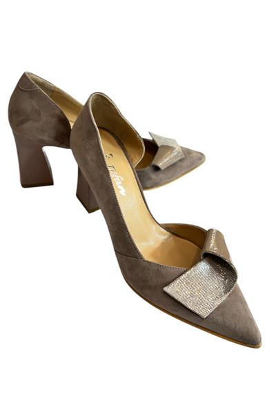 Vizon Hakiki Süet Deri Topuklu Ayakkabı