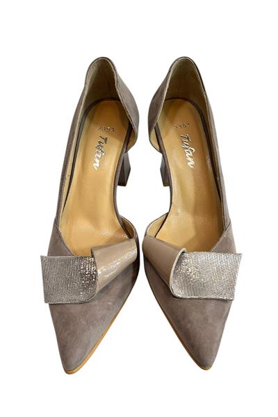 Vizon Hakiki Süet Deri Topuklu Ayakkabı