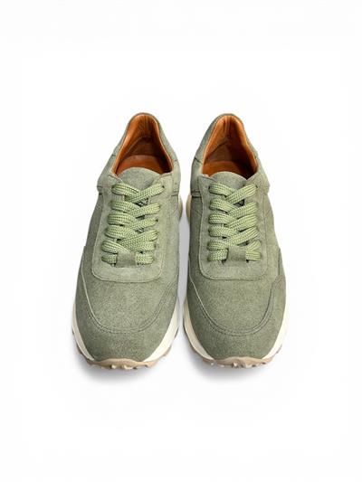 Yeşil Hakiki Deri Süet Bağcıklı Comfort Sneaker