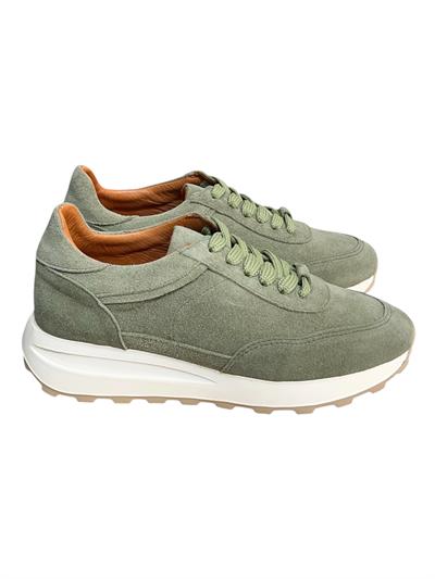 Yeşil Hakiki Deri Süet Bağcıklı Comfort Sneaker