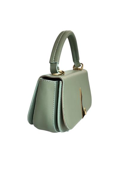 Yeşil Suni Deri 3 Bölmeli El Ve Omuz Çantası
