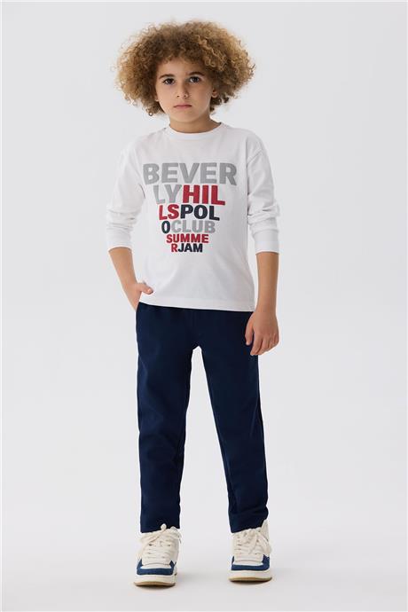 Beverly Hills Polo Club Erkek Çocuk Beyaz T-Shirt