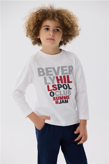 Beverly Hills Polo Club Erkek Çocuk Beyaz T-Shirt