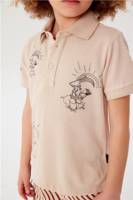 Beverly Hills Polo Club Erkek Çocuk Bej T-Shirt