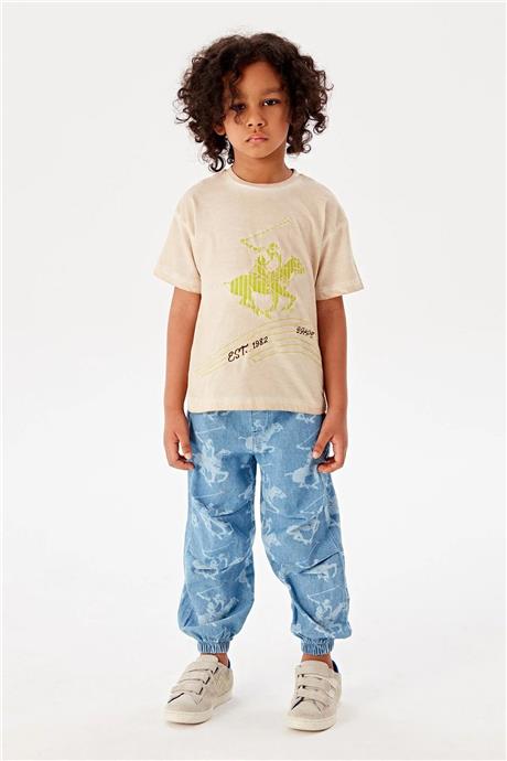 Beverly Hills Polo Club Erkek Çocuk Bej T-Shirt