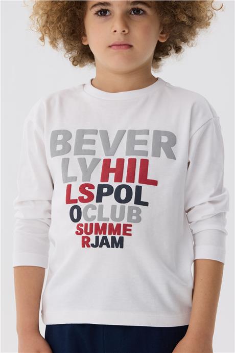 Beverly Hills Polo Club Erkek Çocuk Beyaz T-Shirt