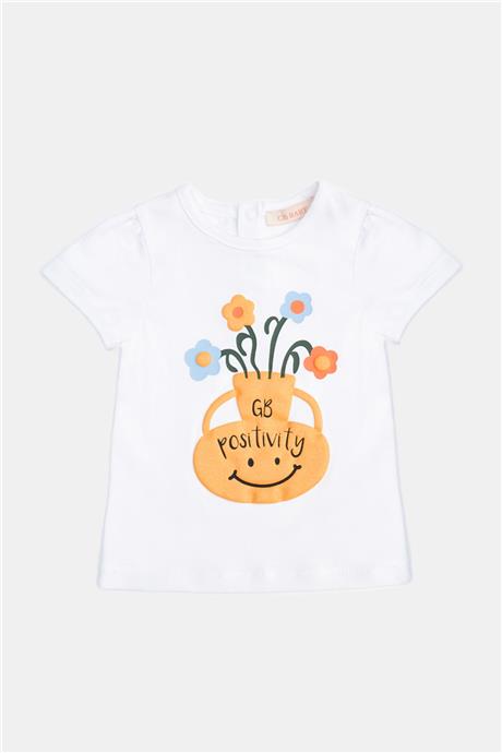 GB Baby Kız Bebek Kırık Beyaz Tshirt