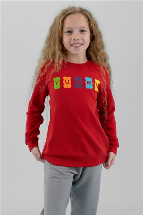 Haribo Kız Çocuk Kırmızı Sweatshirt