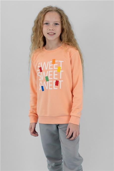 Haribo Kız Çocuk Somon Sweatshirt