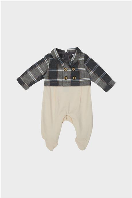 Layette Erkek Bebek Ekose Tulum