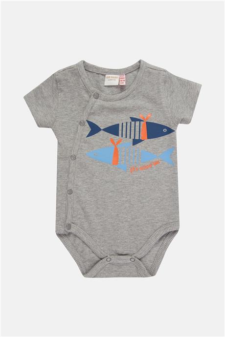Layette Erkek Bebek Gri Body