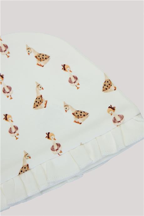 Layette Kız Bebek Desenli Bere