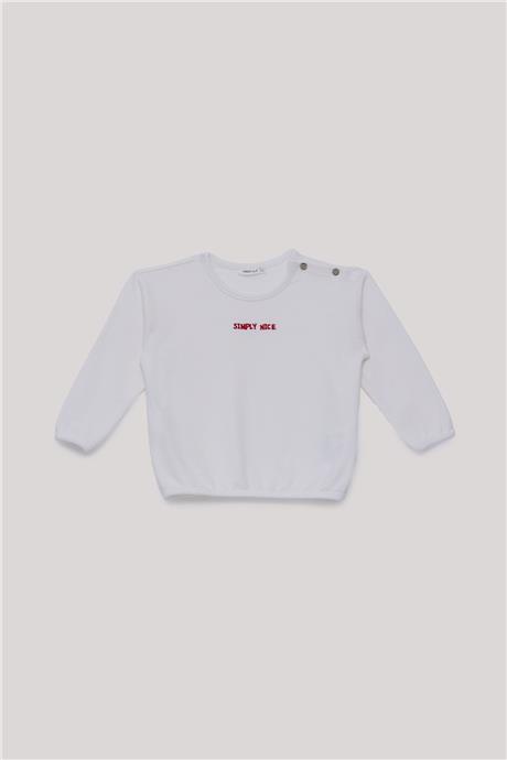 Nebbati Basic Erkek Bebek Ekru Sweatshirt