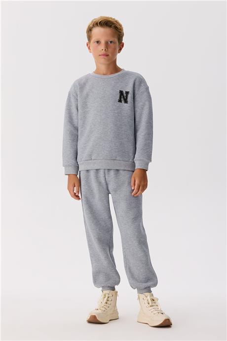 Nebbati Basic Erkek Çocuk Gri Sweatshirt