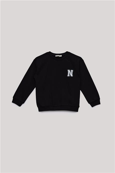 Nebbati Basic Erkek Çocuk Siyah Sweatshirt