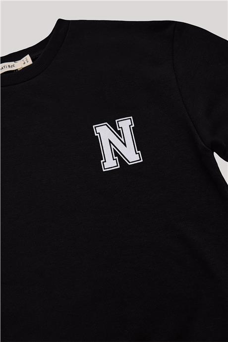 Nebbati Basic Erkek Çocuk Siyah Sweatshirt