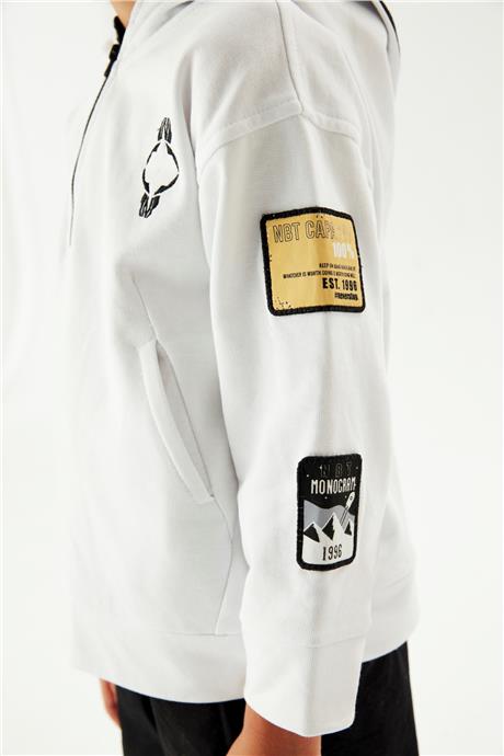 Nebbati Erkek Çocuk Beyaz Sweatshirt