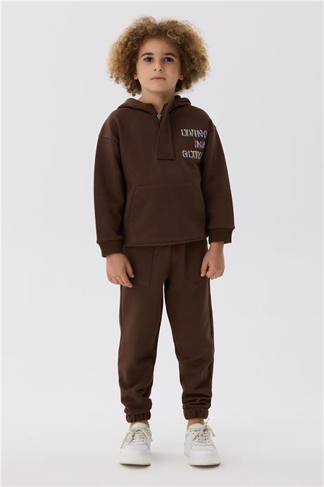 Nebbati Erkek Çocuk Kahverengi Sweatshirt