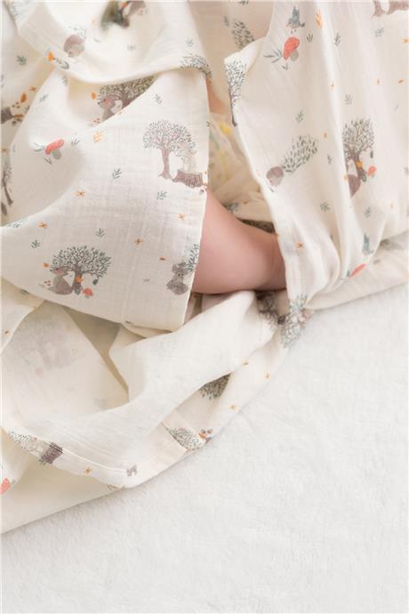 Owli Unisex Ecru Muslin BlanketOwli Unisex Ecru Muslin Blanket