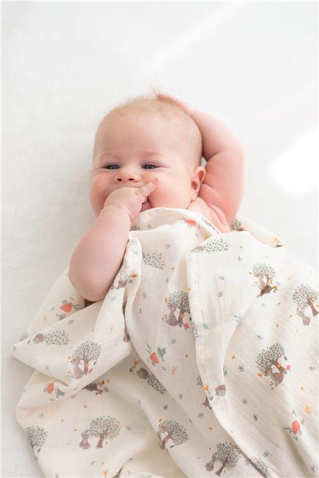 Owli Unisex Ecru Muslin BlanketOwli Unisex Ecru Muslin Blanket