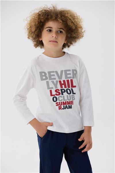 Beverly Hills Polo Club Erkek Çocuk Beyaz T-Shirt