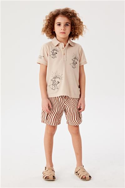 Beverly Hills Polo Club Erkek Çocuk Bej T-Shirt